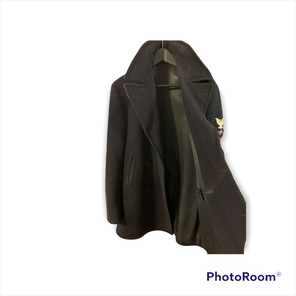 Vintage Dark Blue 1960s 60s Wool Pea Coat P Jacket 38R Uniform US Navy - Picture 1 of 4